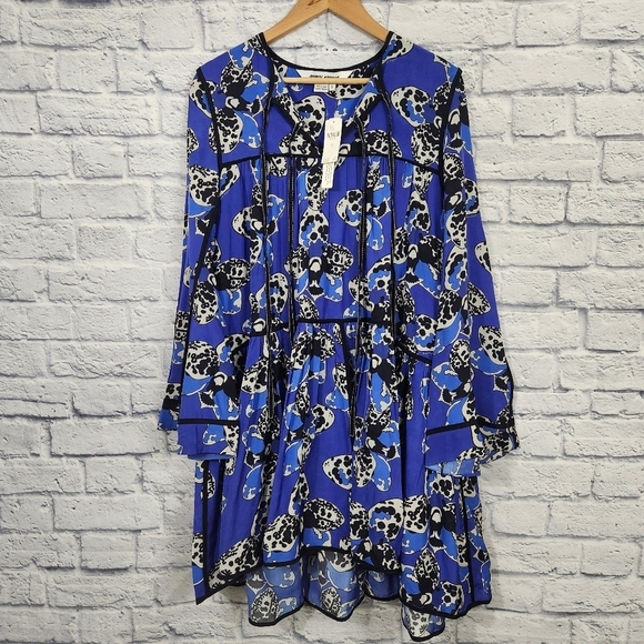 Anthropologie Dhruv Kapoor long-sleeve printed babydoll mini dress - Picture 3 of 9